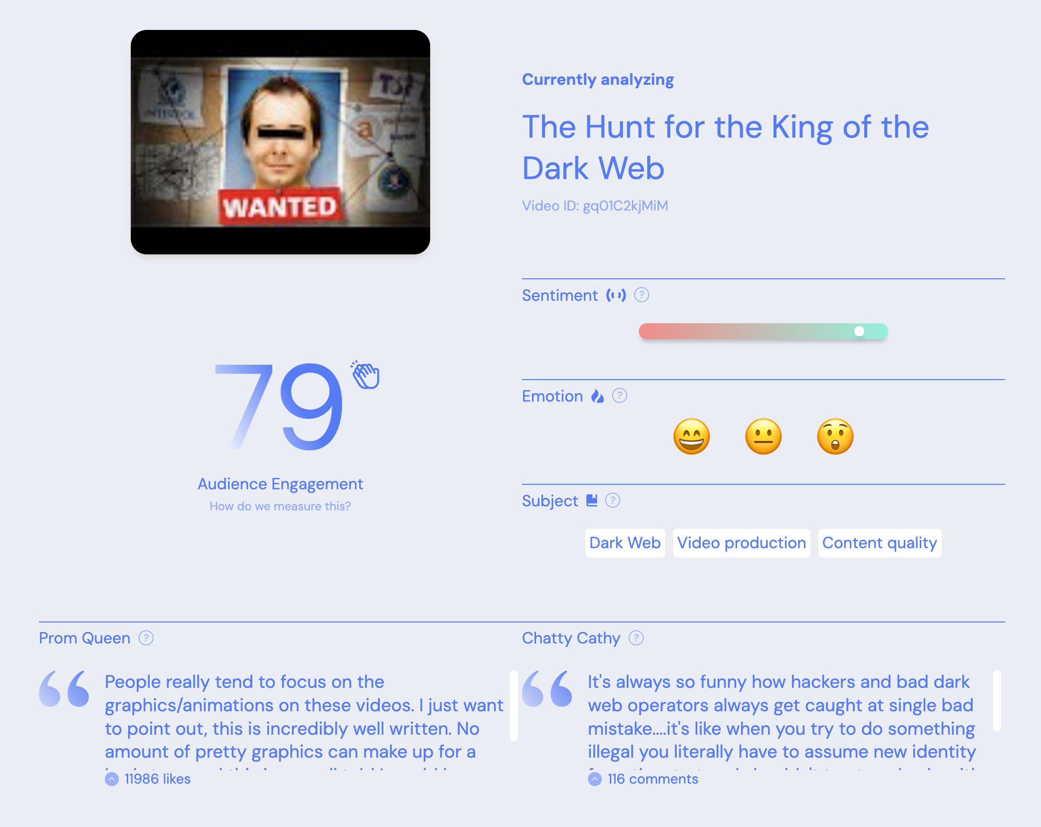 An image of the Comment Explorer analysis